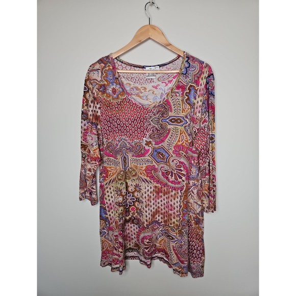 Parsley & Sage Tops - Parsley & Sage XL Vanessa Tunic Top Pink Paisley Floral Boho Fairy CottageCore